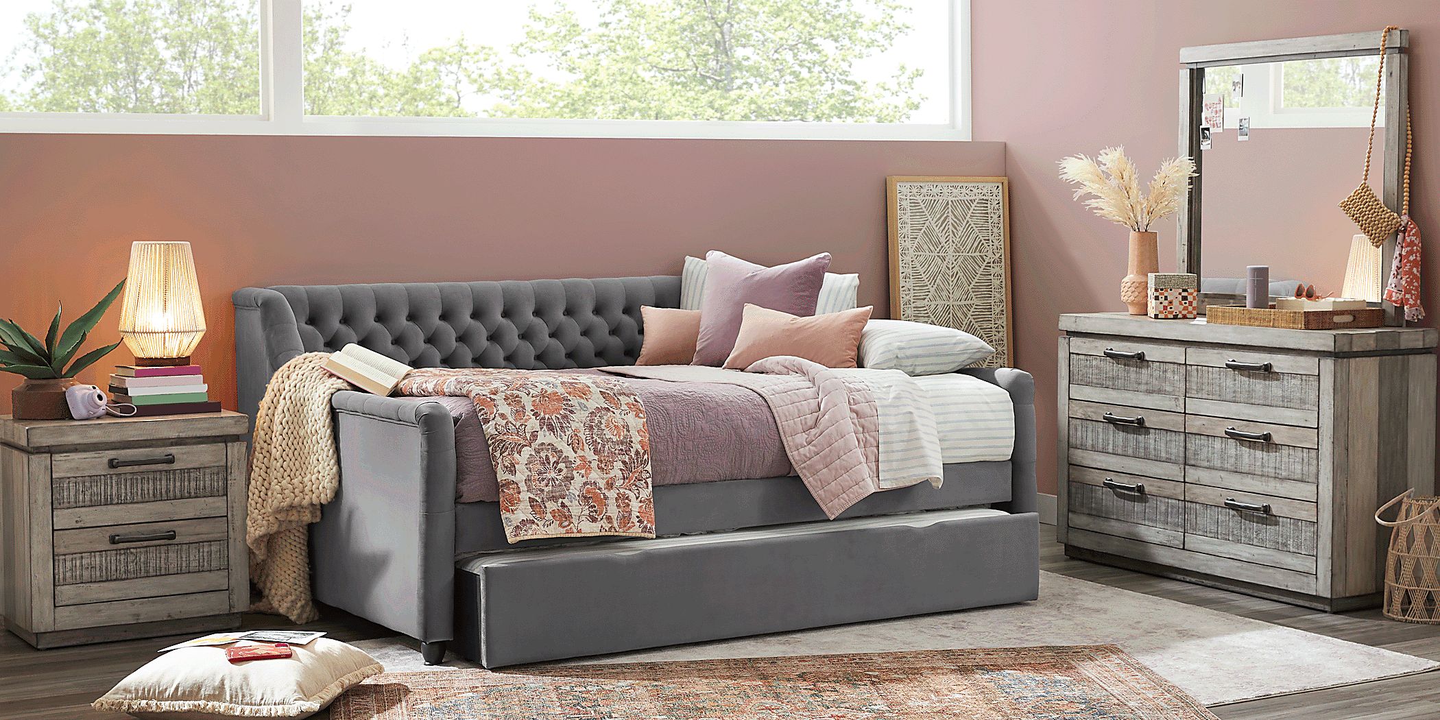 Rooms To Go Alena Charcoal 3 Pc Twin Daybed